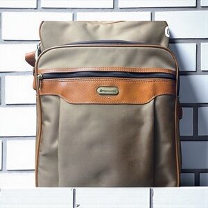 Samsonite Vintage Shoulder Bag Messenger Briefcase Luggage Tan Brown Leather​​